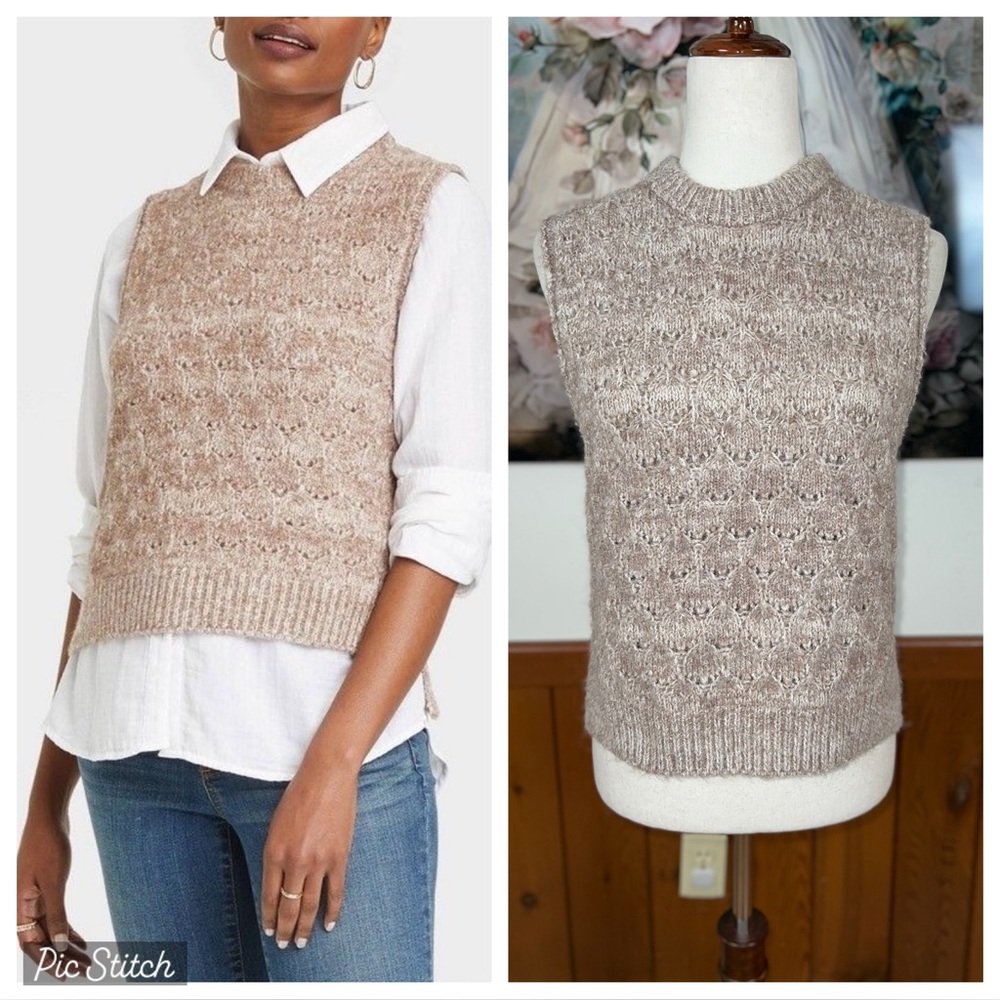 Super Cute Universal Thread Pointelle Sweater Ves… - image 1